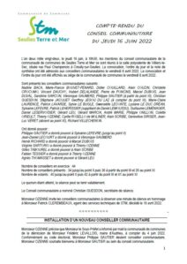 Compte Rendu Conseil Communautaire 16 juin 2022